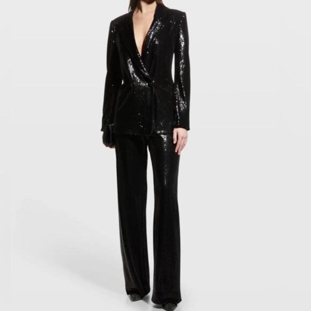 Emporio‎ Armani Black Sequin Snap Front Evening Blazer Size 40 US 4